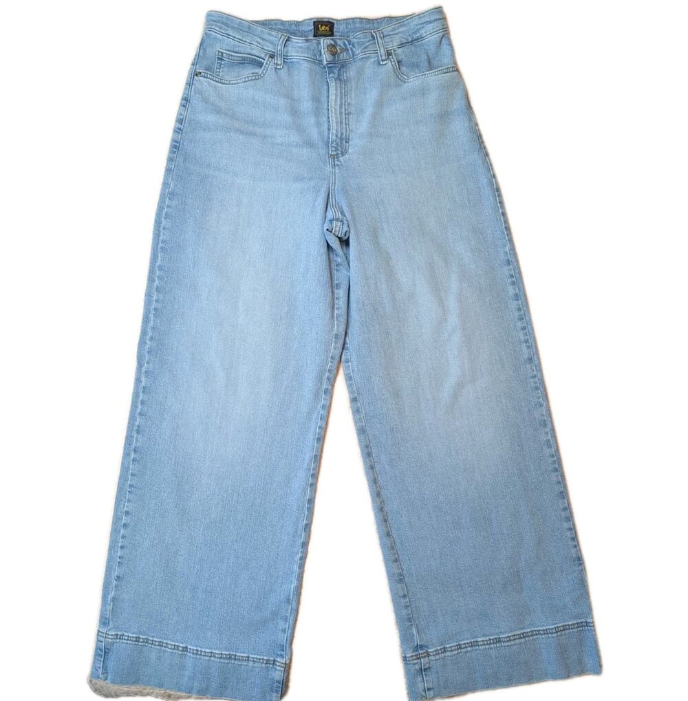 Lee Riders Vintage High Rise Wide Leg Jeans Light Wash Denim W32